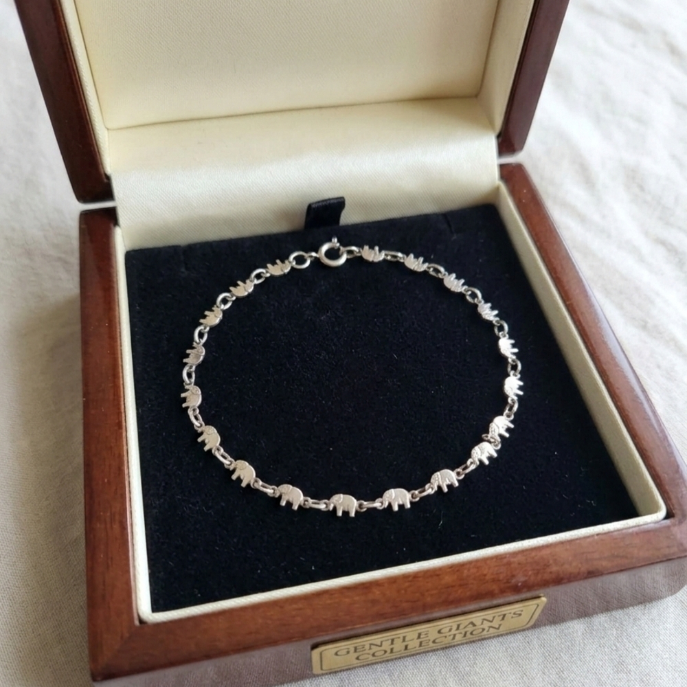 Elegant Sterling Silver Elephant Bracelet